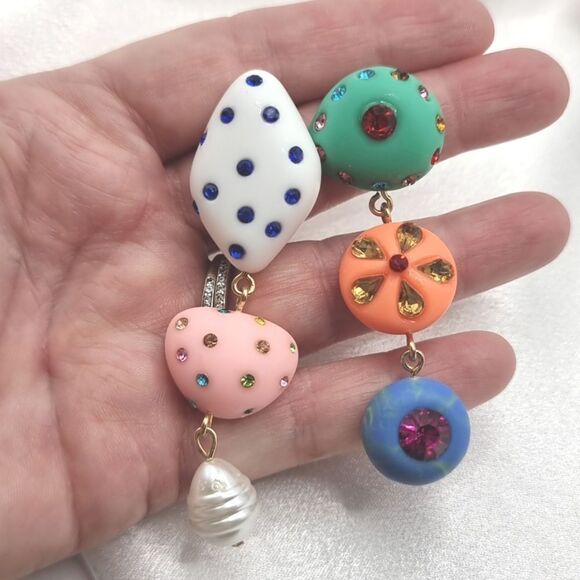 New ZARA Mismatched jeweled bohemian dangle drop earrings - Picture 9 of 11